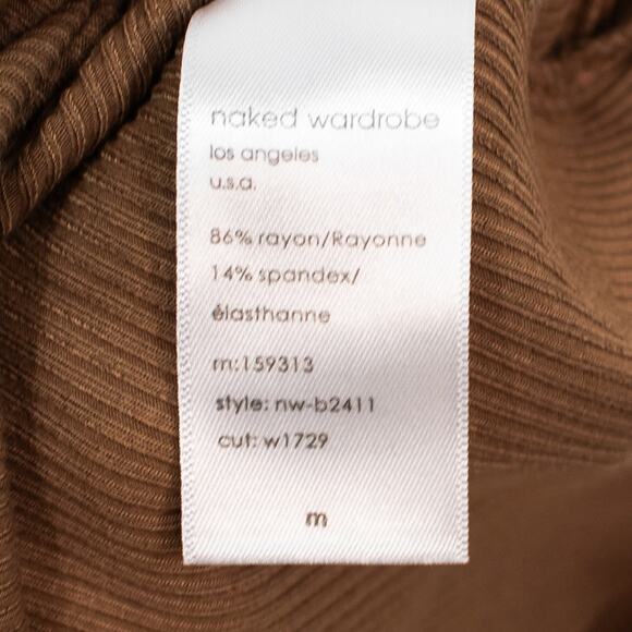 Naked Wardrobe Brown Color Block Ribbed Knit Long Sleeve Bodysuit Size Medium - Picture 12 of 12